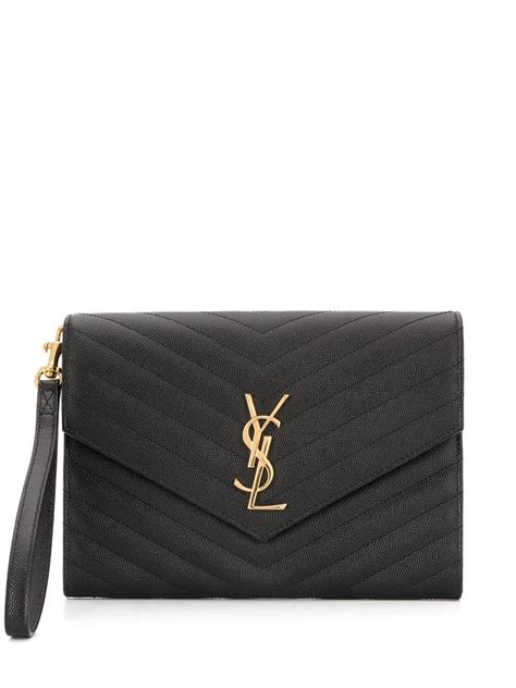 ysl black monogram clutch|farfetch YSL clutch.